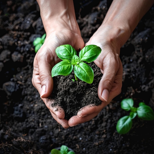 Young Woman Cultivating New Plant Life