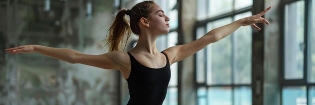 Young woman dancing in a dance studio