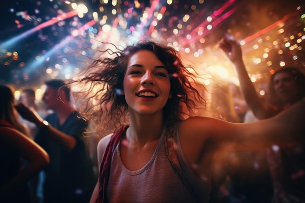 Young woman dancing at a rave party