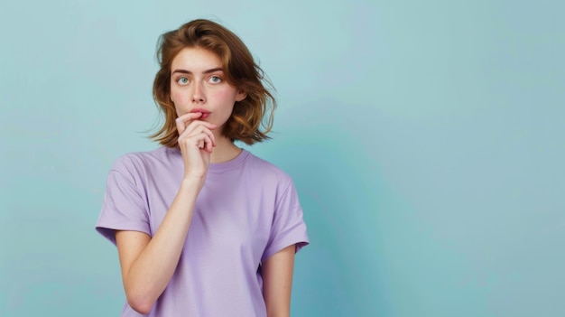 Photo young woman deep in thought