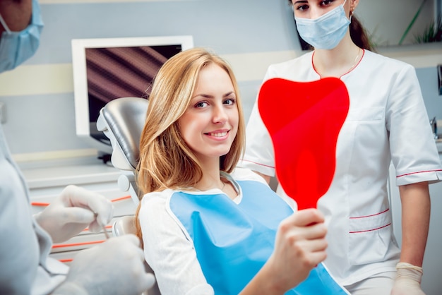 Young woman at the dental office.