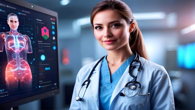 Young woman doctor at work in hospital