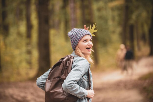 Young woman enjoying autumn weather