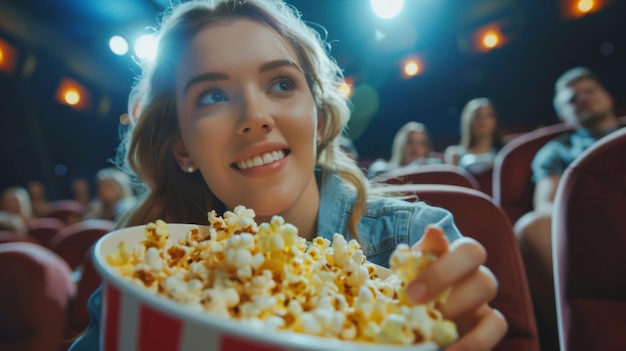 A Young Woman Enjoying Cinema