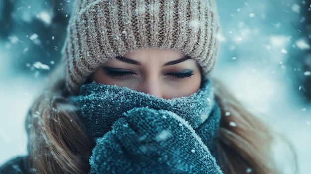 Young woman feeling cold in winter outdoors