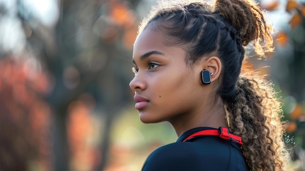 Photo young woman focused on outdoor workout