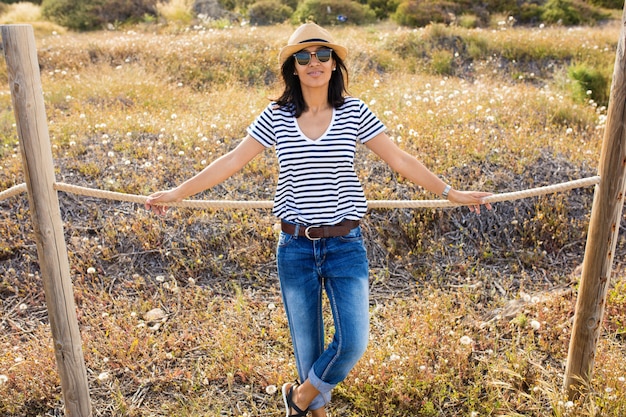 Young woman happy in the countryside