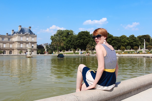 Young woman have a rest at the Luxembourg Garden