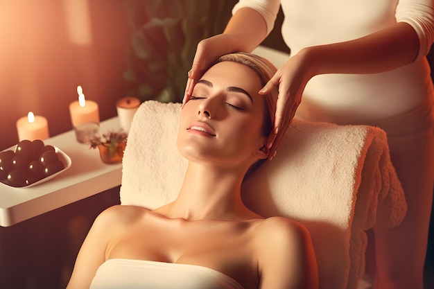 Young woman having massage in spa salon Neural network AI generated