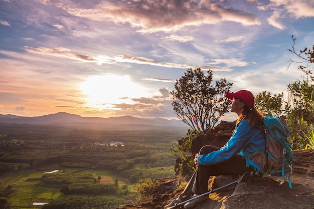 Young woman hiking on Mountain