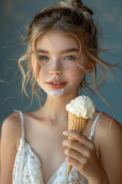 Young Woman Holding Ice Cream Cone