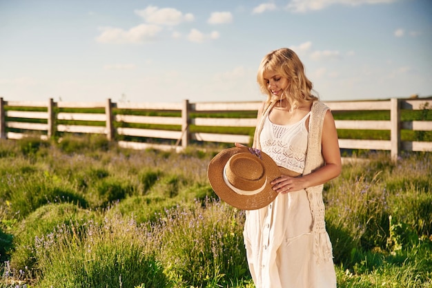 Young woman is on the farm