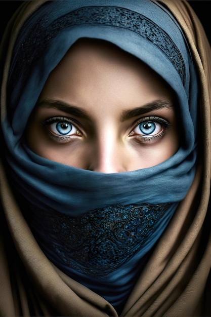 young woman in islam niqab clothing