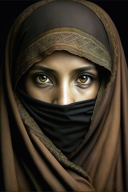 young woman in islam niqab clothing