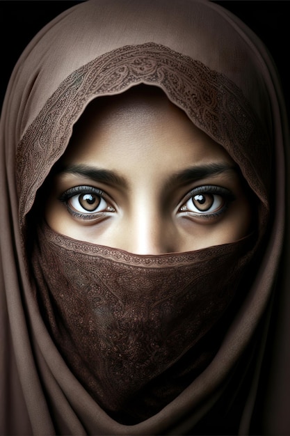 young woman in islam niqab clothing