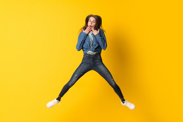 Young woman jumping