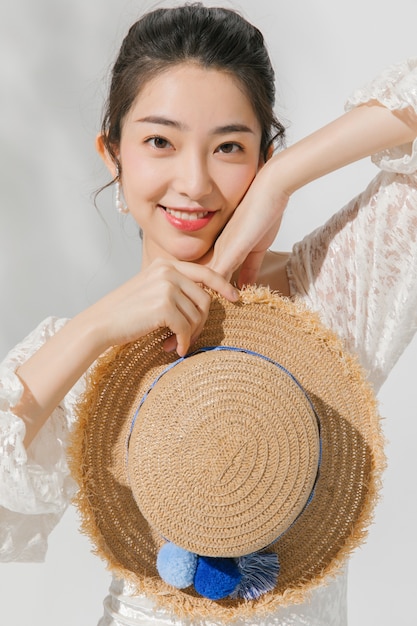 Young woman in a lace bodysuit