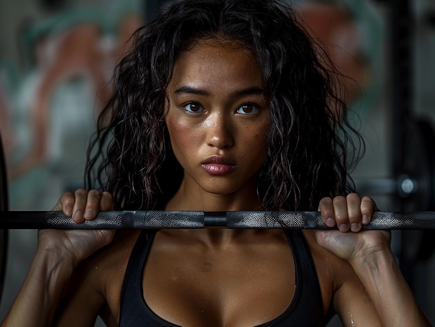 Young Woman Lifting Weights During a Fitness Session