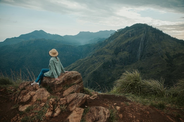 Young woman on little adam's peak