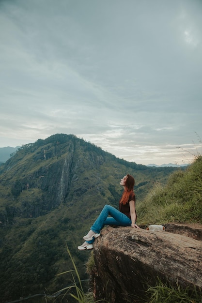 Young woman on little adam's peak