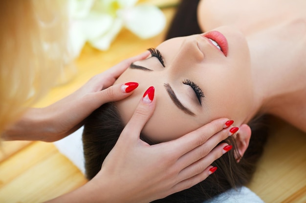 Young woman lying on a massage tablerelaxing