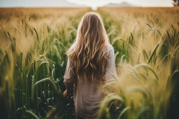 Young woman makes a the field