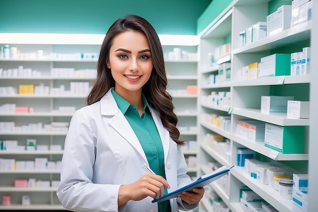 Young woman pharmacist at pharmacy