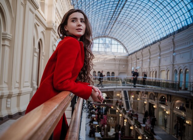 young woman portrait inside Gum Department Store in Moscow.