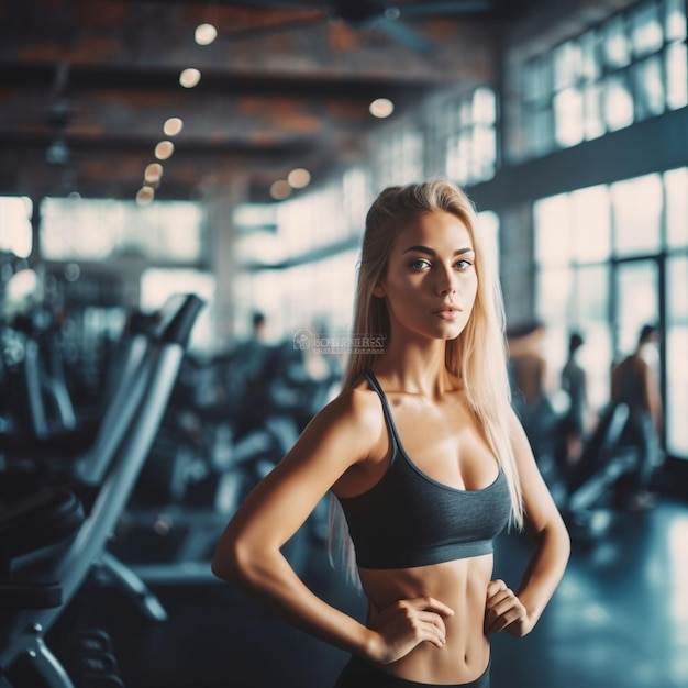 Young Woman Posing in a Modern Gym