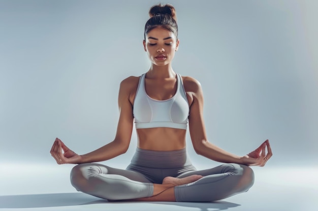 Young woman practicing yoga for healthy mind body balance