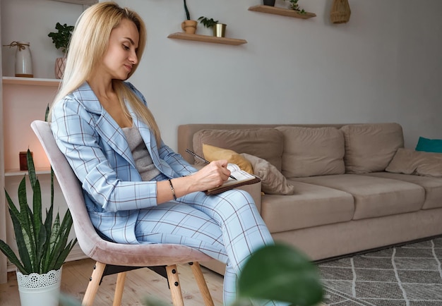 Young woman psychologist waiting for patient consultation