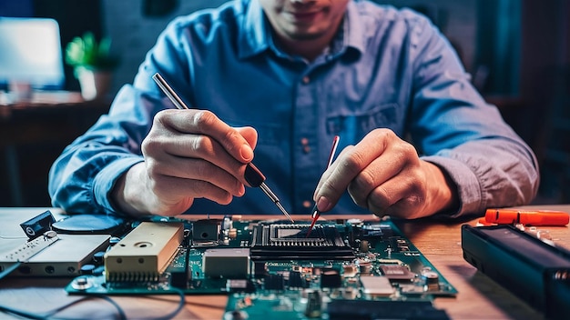 Young woman repairing and assembling pc computer Generated by AI