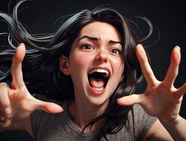 Photo young woman shouting in extreme anger