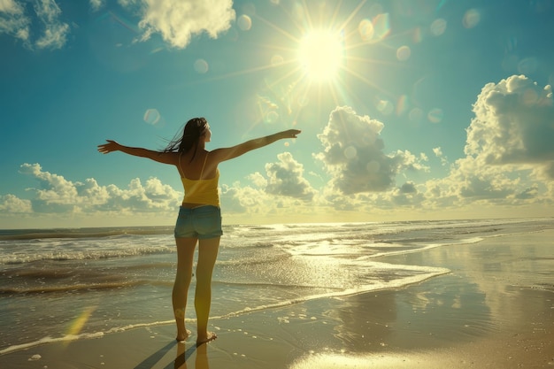 Young woman sighing sun