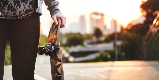 Young Woman Skater Walking Active Concept