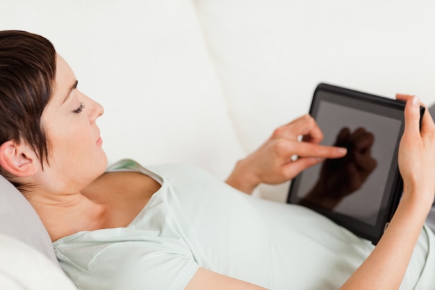 Young woman using a tablet computer