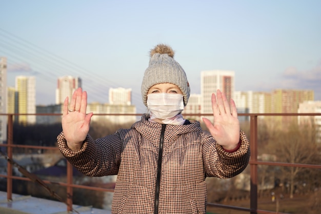 Young woman wearing a face mask