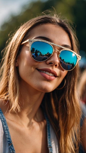 Young Woman Wearing Sunglasses