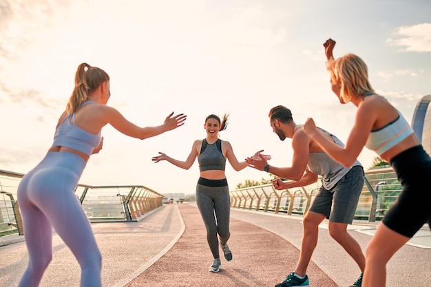 Young woman winningrun competition