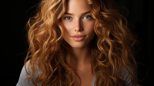 young woman with beautiful curly hair