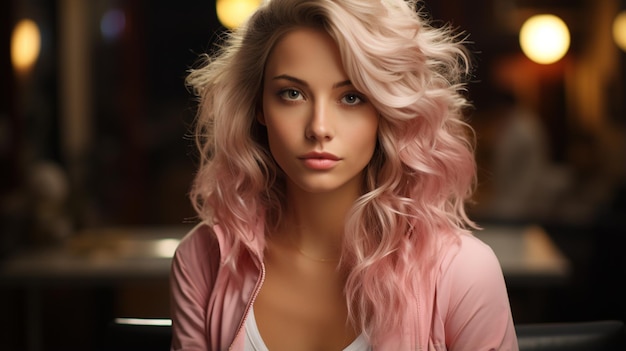 young woman with beautiful curly hair