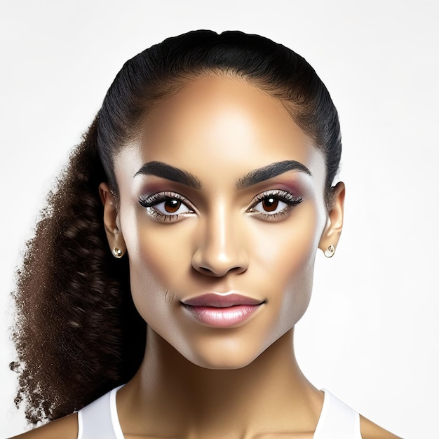 Young woman with ideal skin for beauty products Generative AI