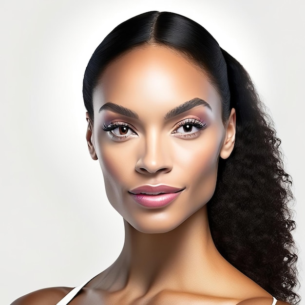 Young woman with ideal skin for beauty products Generative AI