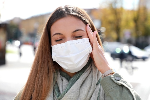 Young woman with protective mask