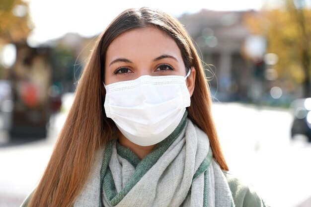 Young woman with protective mask