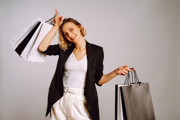 Young woman with shopping bags