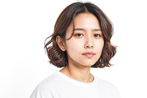 Young woman with short brown hair looking at the camera