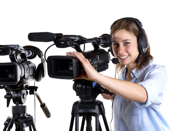 Young woman with a video camera