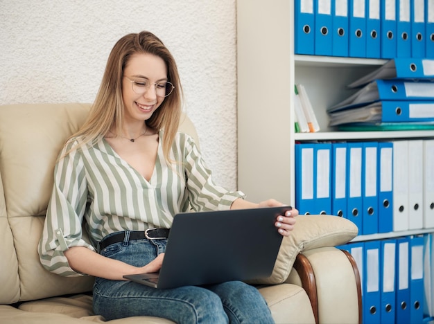 Young woman working on a computer