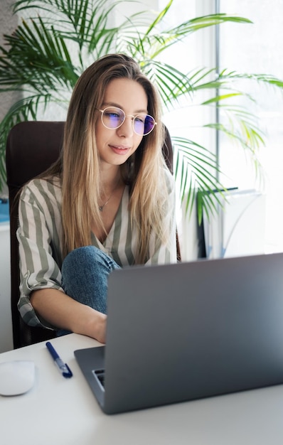 Young woman working on a computer